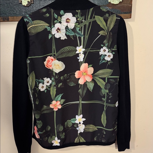 Ted Baker Secret Trellis Floral Back Open Front Black Cardigan Size 1 - Picture 8 of 15